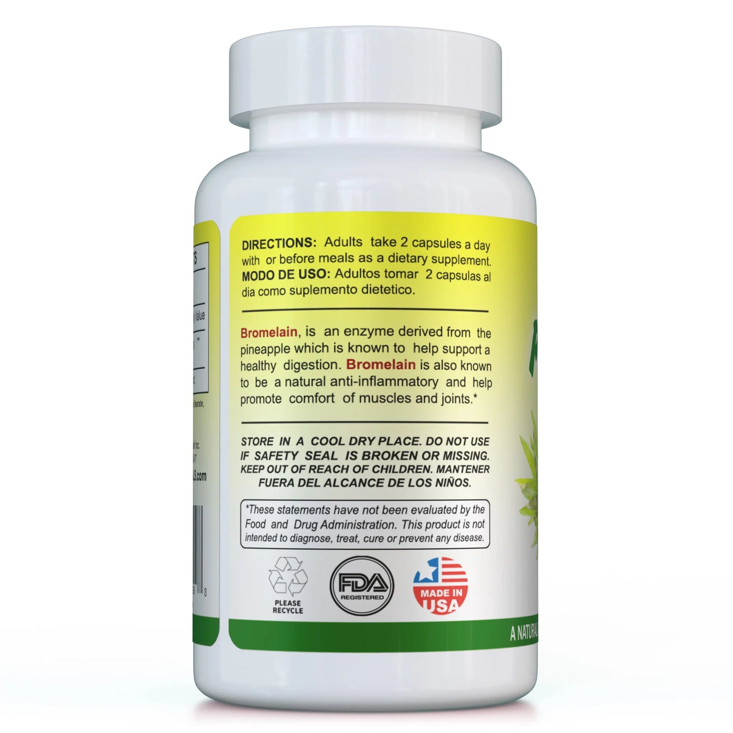 Bromelain 1000Mg Digestive Enzyme Supplement, Pineapple Enzyme, 100 Capsules, 1 Pack