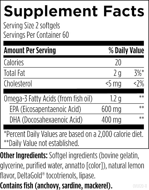($) Designs for Health OmegAvail Ultra TG Fish Oil 1200mg - Triglyceride Form Omega 3 Fish Oil Supplement with DHA/EPA - No Fishy Aftertaste (120 Softgels)