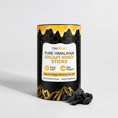 OneBotanical Pure Himalayan Shilajit Honey Sticks with 400mg Shilajit Resin and 2mg Saffron for Energy Boost, Vegan, 30 Sticks