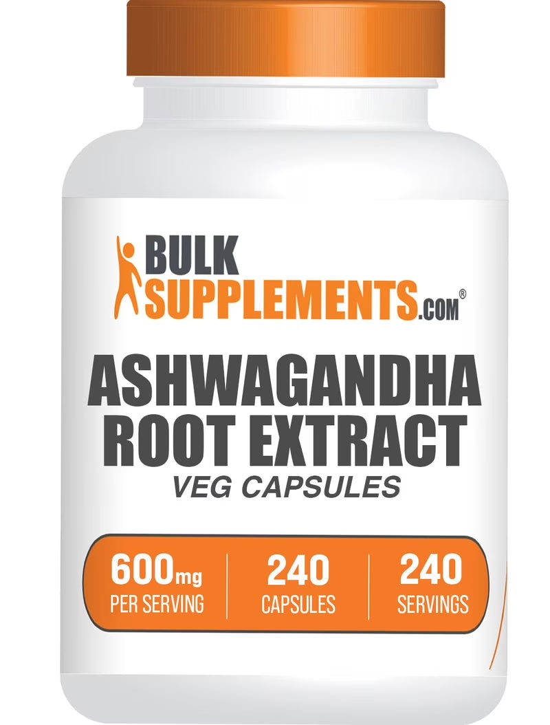 Bulksupplements Ashwagandha Root Extract Capsules - Herbal Supplements, Ashwagandha Supplements - Vegan, 1 Capsule per Serving (600Mg), 240 Count