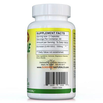 Bromelain 1000Mg Digestive Enzyme Supplement, Pineapple Enzyme, 100 Capsules, 1 Pack