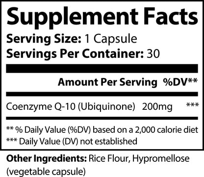 CoQ10 Ubiquinone 30 Capsules Heart Health & Energy Production Supplement | Antioxidant Protection | 30 Capsules