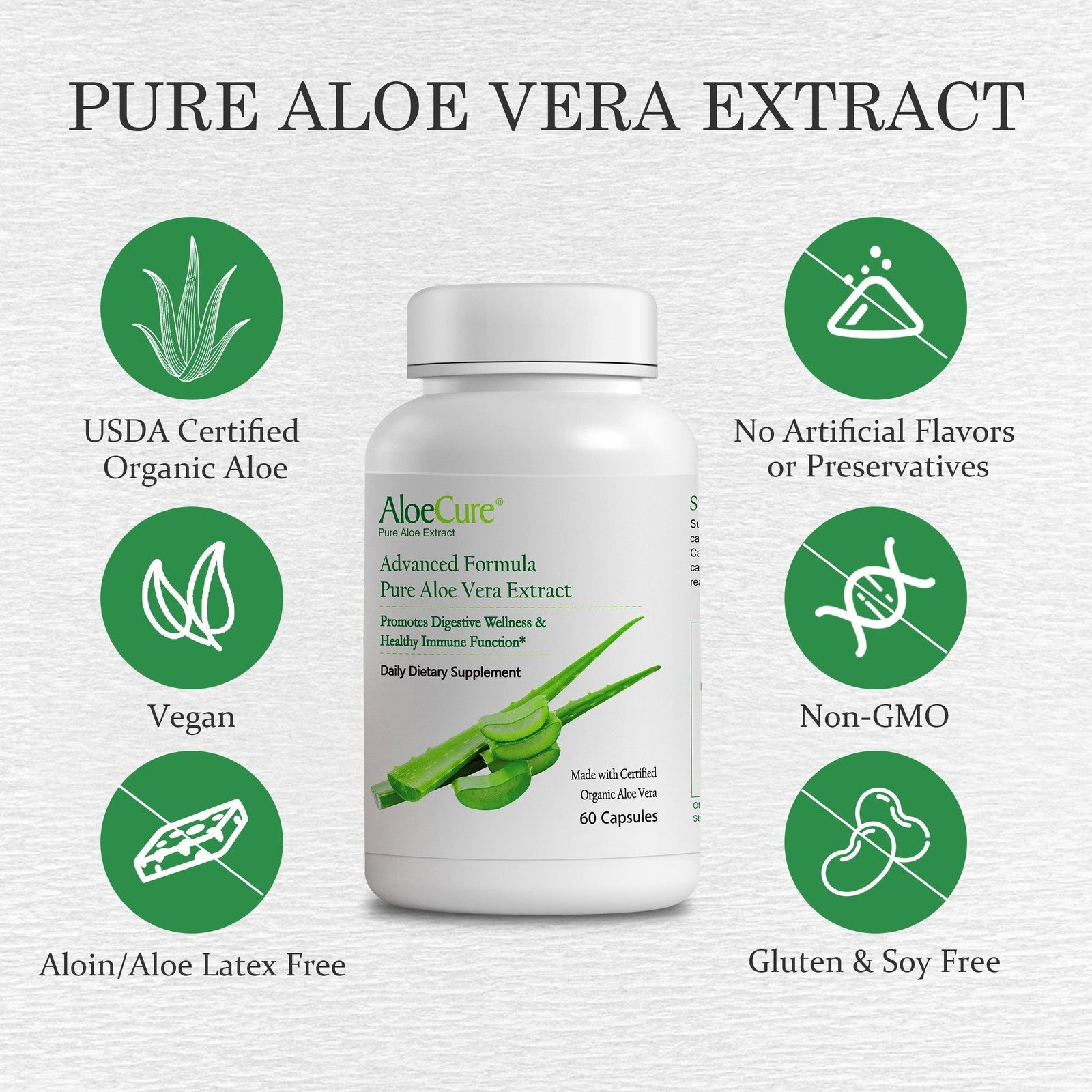 Aloecure Advanced Formula - Twice a Day Aloe Vera Capsule 60 Capsules