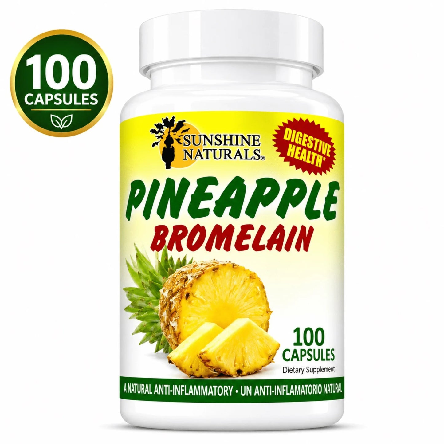 Bromelain 1000Mg Digestive Enzyme Supplement, Pineapple Enzyme, 100 Capsules, 1 Pack