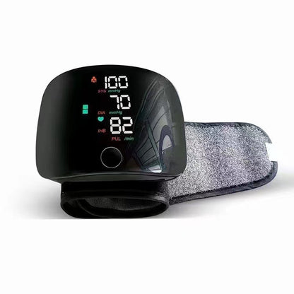Rechargeable Wrist Blood Pressure Monitor with Smart Touch Display & English Voice Support | Portable Digital BP Machine for Home Use