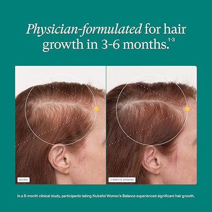 Nutrafol Women's Balance Hair Growth Supplements, Ages 45 and Up, Clinically Proven for Visibly Thicker Hair and Scalp Coverage, Dermatologist Recommended - 1 Month Supply