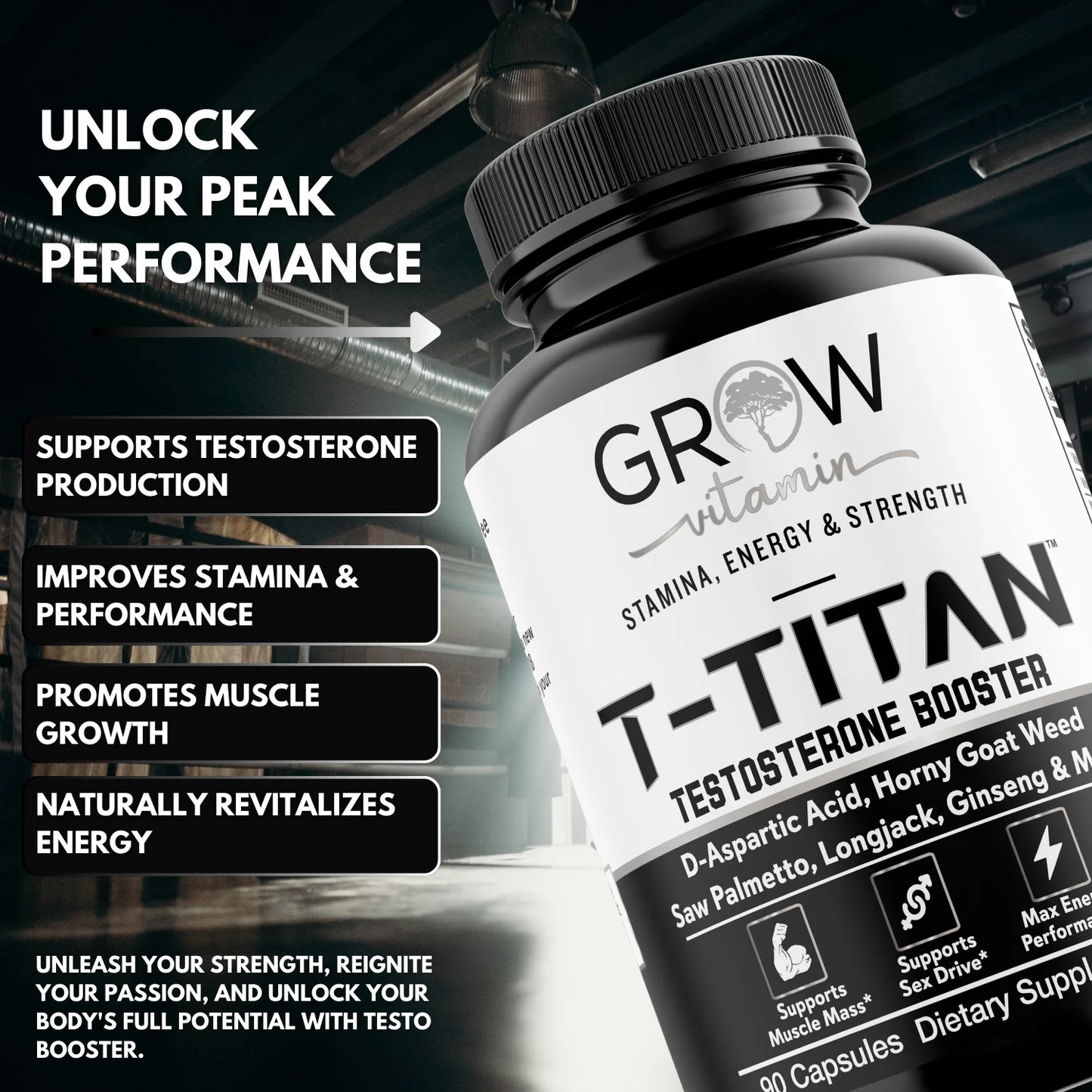 T-Titan Testosterone Booster Supplements 90 Capsules