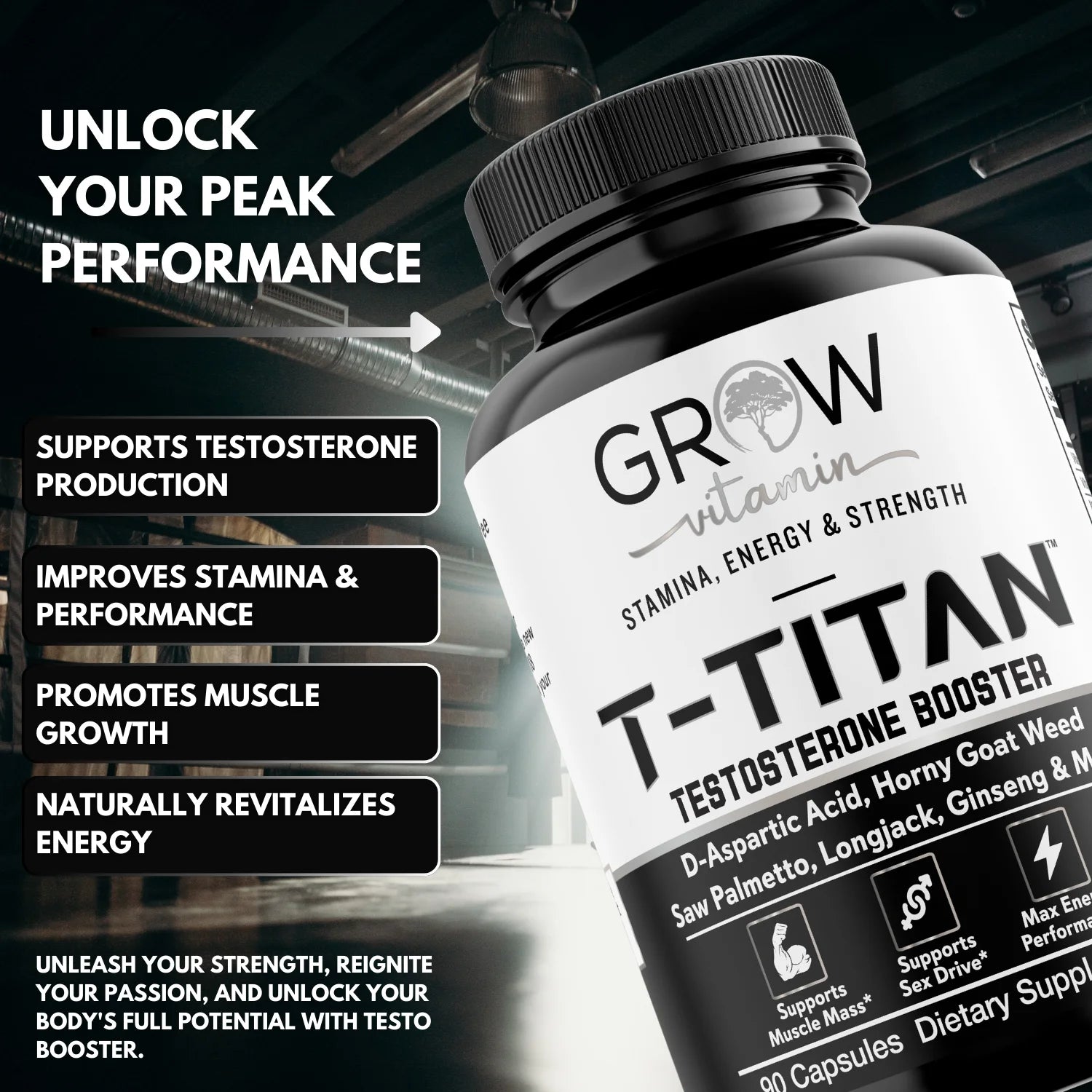 T-Titan Testosterone Booster Supplements 90 Capsules