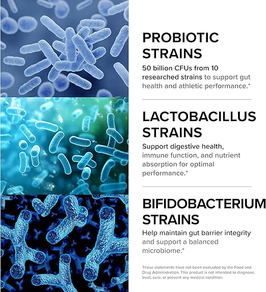 ($) Designs for Sport Probiotic 50 - High-Performance Probiotic Supplement for Athletes* - Gut & Immune Support* - Shelf Stable - Dairy, Soy & Gluten Free - 30 Vegetarian Capsules