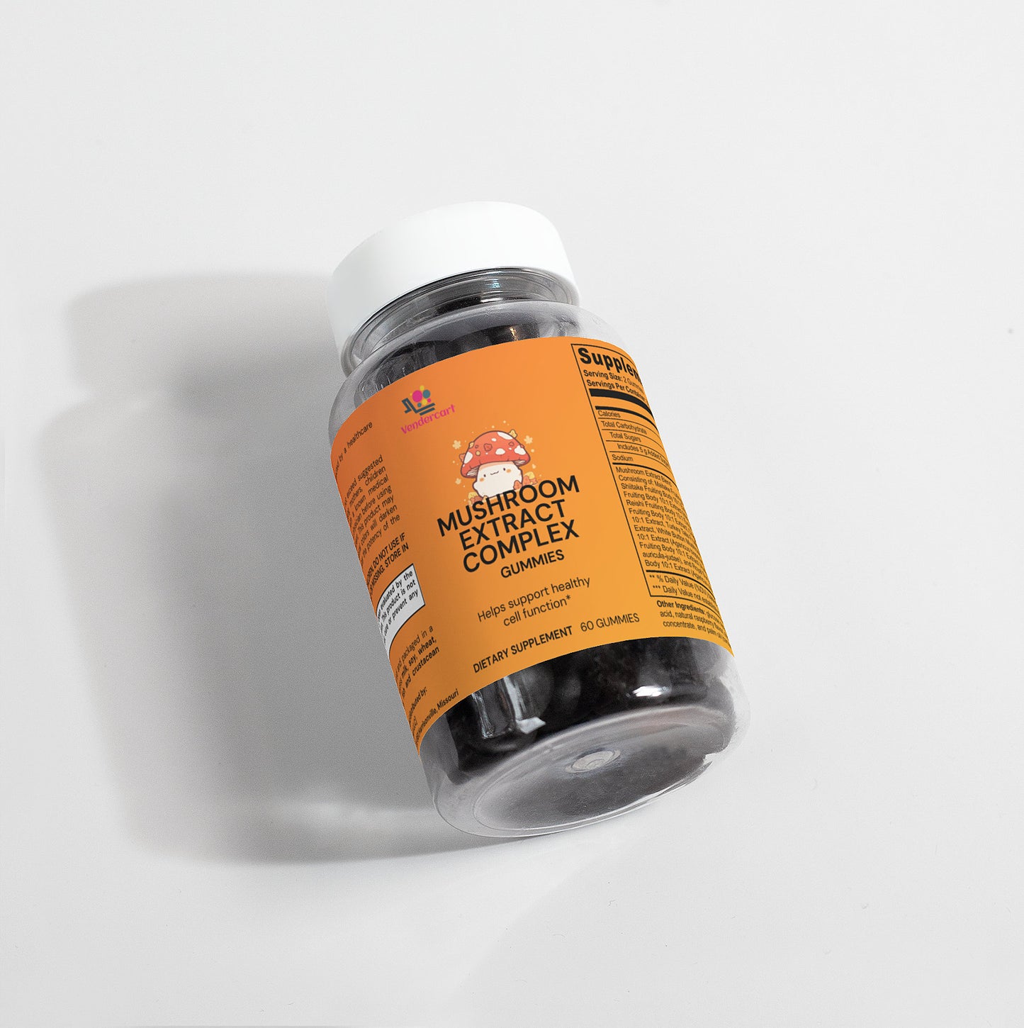 Raspberry Mushroom Gummies Extract Immune Support & Antioxidant Rich Formula | 60 Gummies | Natural Energy Boost