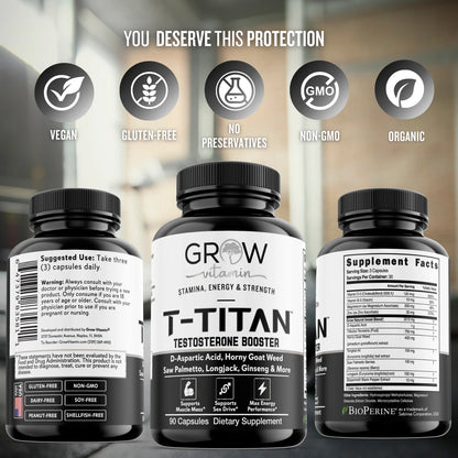 T-Titan Testosterone Booster Supplements 90 Capsules