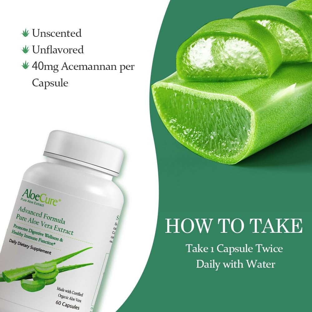 Aloecure Advanced Formula - Twice a Day Aloe Vera Capsule 60 Capsules