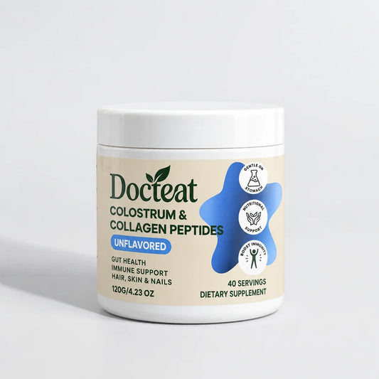Docteat Gut Health Nutrition Powder with Bovine Colostrum Collagen Peptides Inulin and Vitamin B12 Aloe Vera Extract 160g