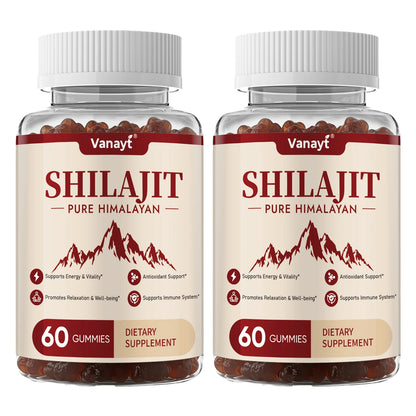 Vanayt Pure Himalayan Shilajit Gummies 3000mg Ashwagandha Ginger Herbal Supplement 60Pcs Support Energy Immunity Antioxidant