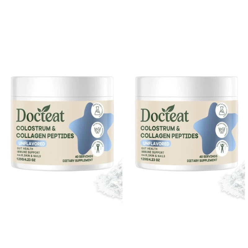 Docteat Gut Health Nutrition Powder with Bovine Colostrum Collagen Peptides Inulin and Vitamin B12 Aloe Vera Extract 160g