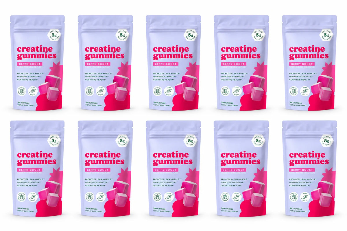 Berry Flavor Creatine Monohydrate 5g Gummies - Zero Sugar 36 Count Non-GMO Gluten Free Vegetarian Supplement for Fitness And Bod