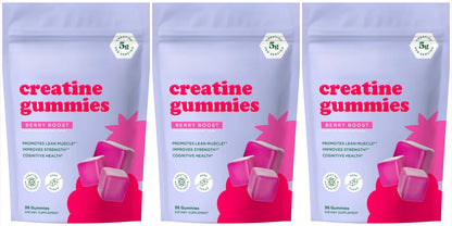 Berry Flavor Creatine Monohydrate 5g Gummies - Zero Sugar 36 Count Non-GMO Gluten Free Vegetarian Supplement for Fitness And Bod