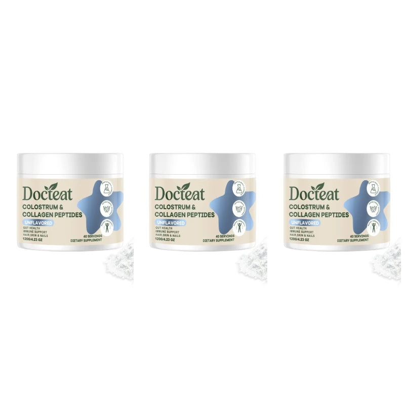 Docteat Gut Health Nutrition Powder with Bovine Colostrum Collagen Peptides Inulin and Vitamin B12 Aloe Vera Extract 160g