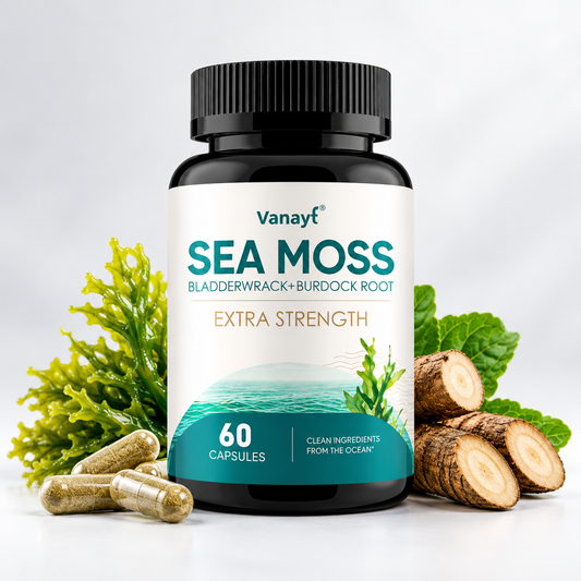 Sea Moss Capsules with Burdock Root, Bladderwrack, Boost Energy, Immune Support, Enhance Vitality & Overall Wellness 60 Capsules