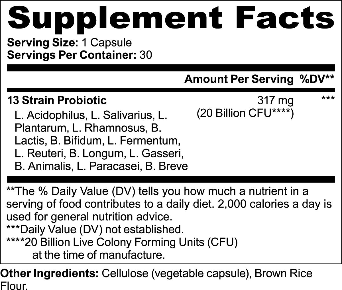 Probiotic 20 Billion CFU - Advanced Digestive Health & Immune Support Supplement | 30 Capsules | Gut Health