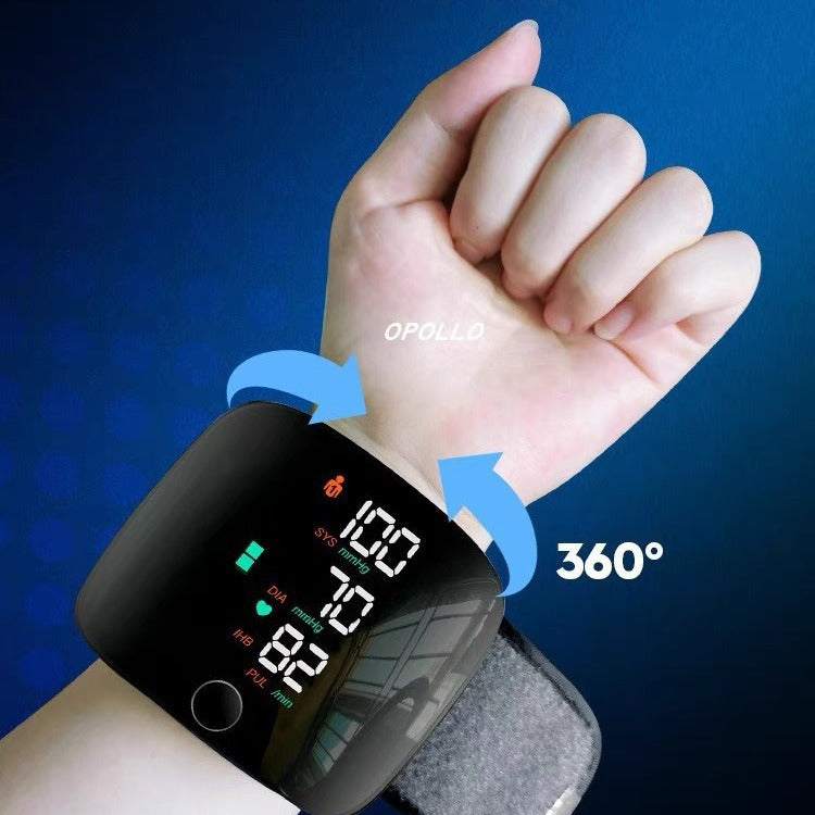 Rechargeable Wrist Blood Pressure Monitor with Smart Touch Display & English Voice Support | Portable Digital BP Machine for Home Use
