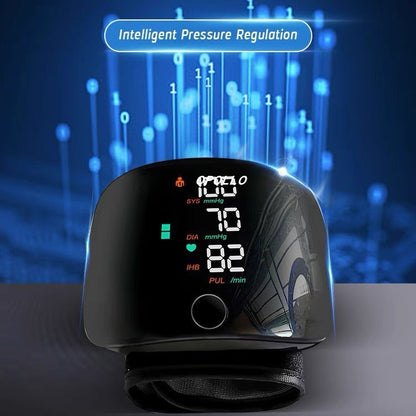 Rechargeable Wrist Blood Pressure Monitor with Smart Touch Display & English Voice Support | Portable Digital BP Machine for Home Use