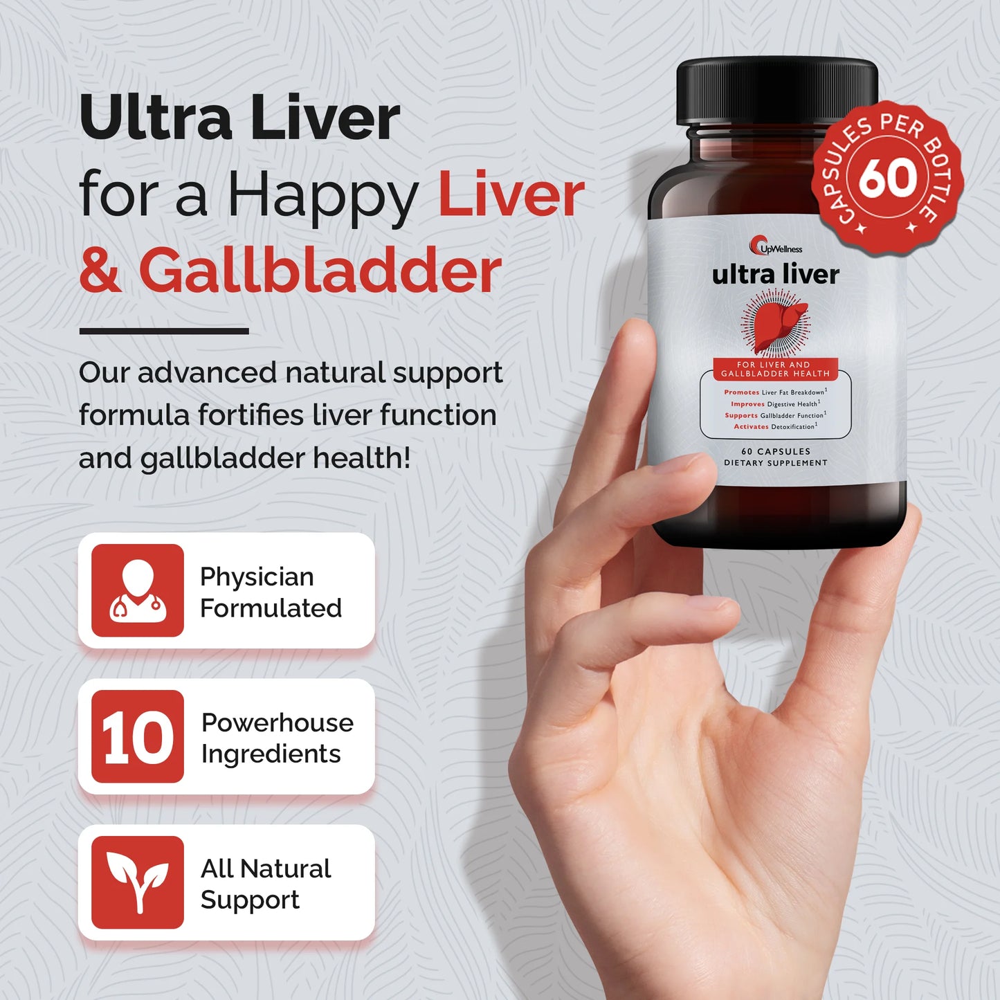 Upwellness Ultra Liver Supplement for Liver Care & Support and Gallbladder Support - TMG & NAC Milk Thistle - Liver Cleanse Detox & Repair - 60 Capsules