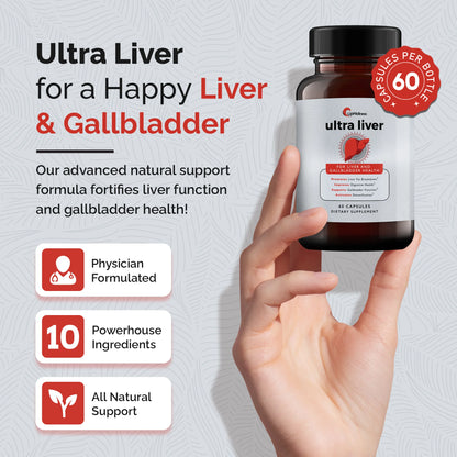 Upwellness Ultra Liver Supplement for Liver Care & Support and Gallbladder Support - TMG & NAC Milk Thistle - Liver Cleanse Detox & Repair - 60 Capsules