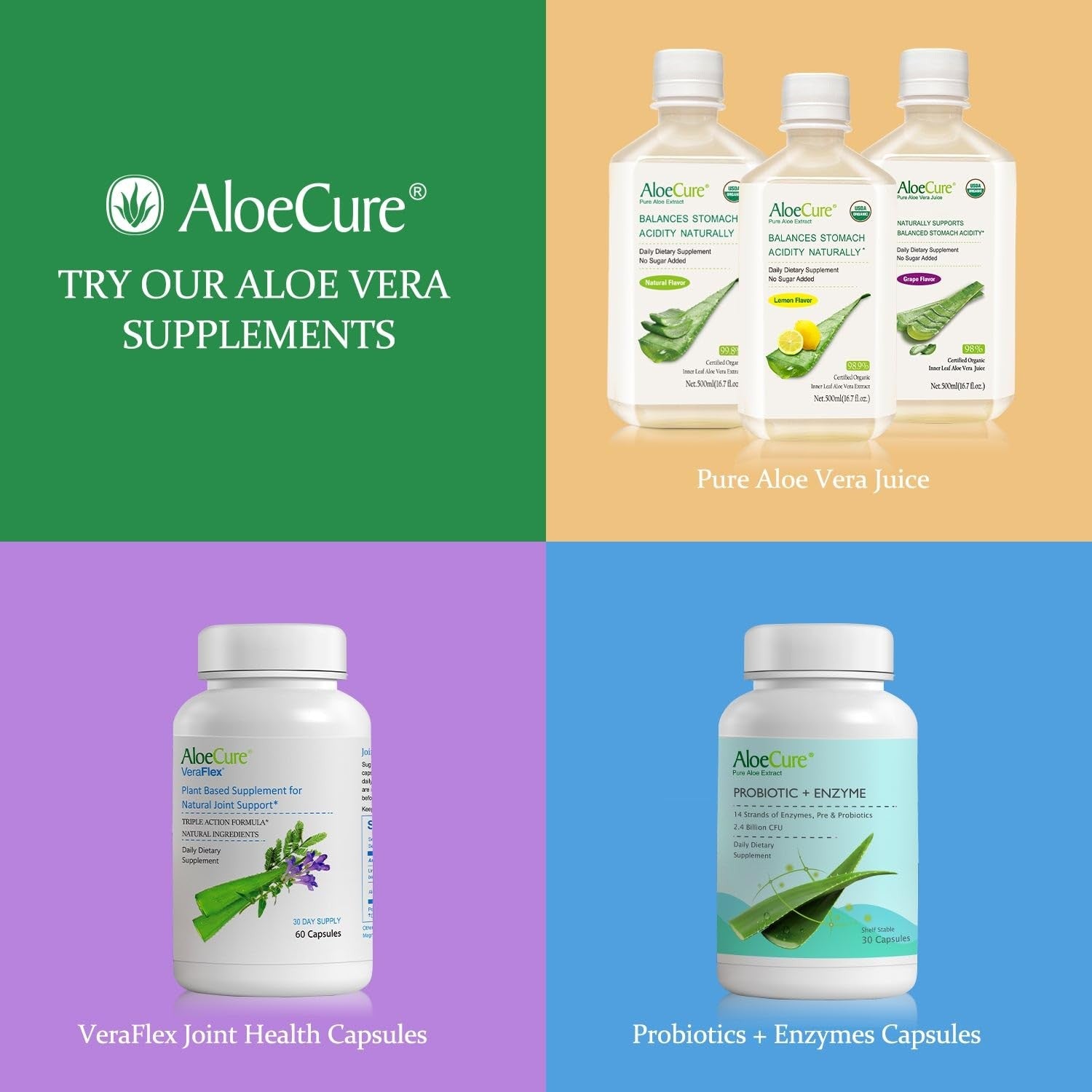 Aloecure Advanced Formula - Twice a Day Aloe Vera Capsule 60 Capsules