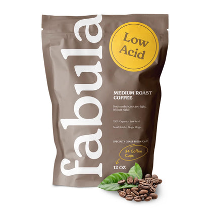 Low Acid Coffee Beans Whole, USDA Organic Coffee Beans Medium Roast - Non-Gmo - No Molds - Mycotoxins Pesticides Free - Single Origin - 12 Oz