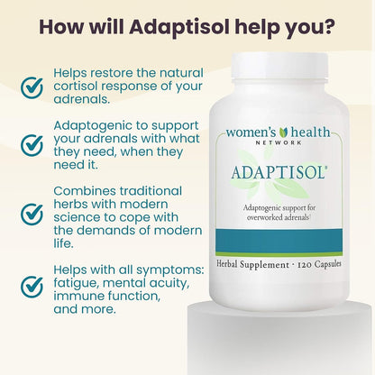 Adaptisol, Adrenal Support Supplements for Women, Cortisol Supplements with Adaptogens, 120 Capsules