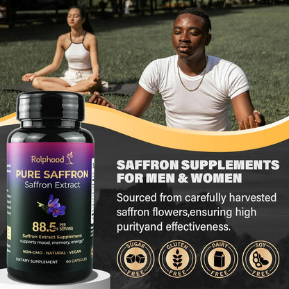 Saffron Extract Supplements Capsules 88.5Mg Natural Saffron Supplements for Mood, Energy & Vision Support-Non-Gmo,Vegan,60 Capsules