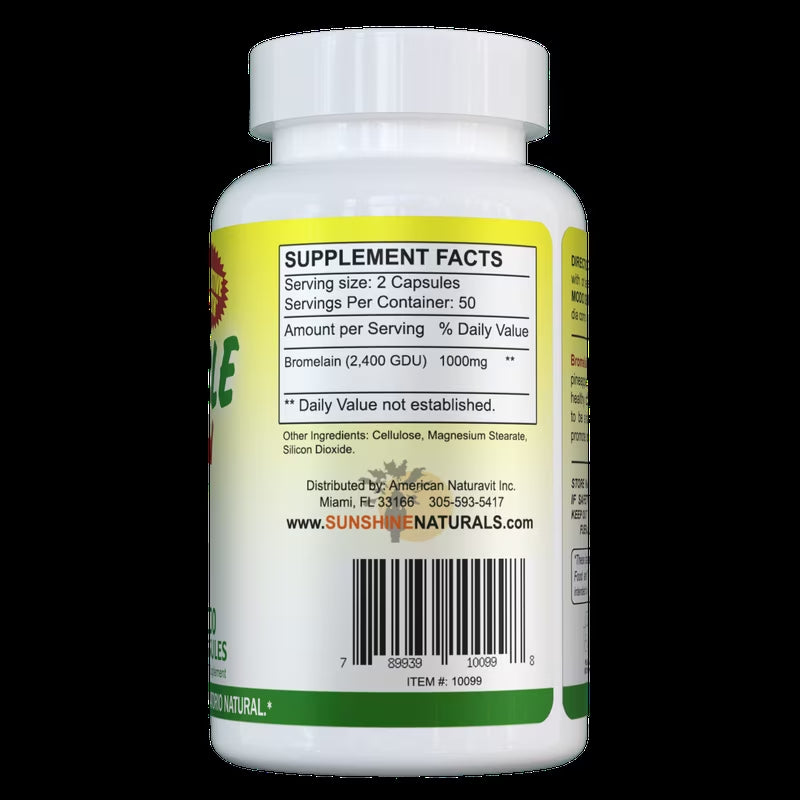 Bromelain 1000Mg Digestive Enzyme Supplement, Pineapple Enzyme, 100 Capsules per Bottle, 3 Pack (300 Capsules Total)