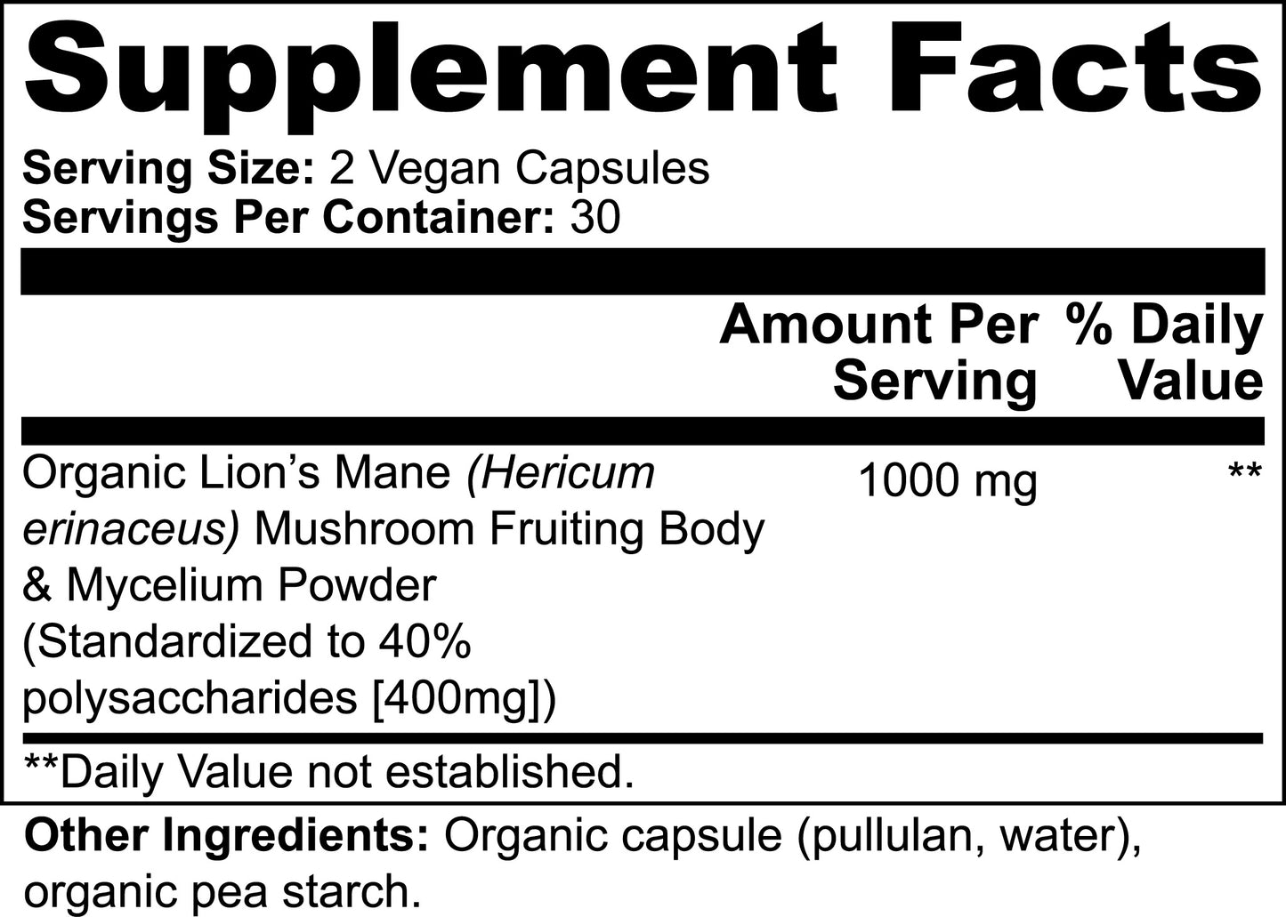 Lion’s Mane Mushroom Supplement for Brain Health, Focus & Memory Support | Natural Nootropic for Cognitive Performance & Mood | 30 Capsules